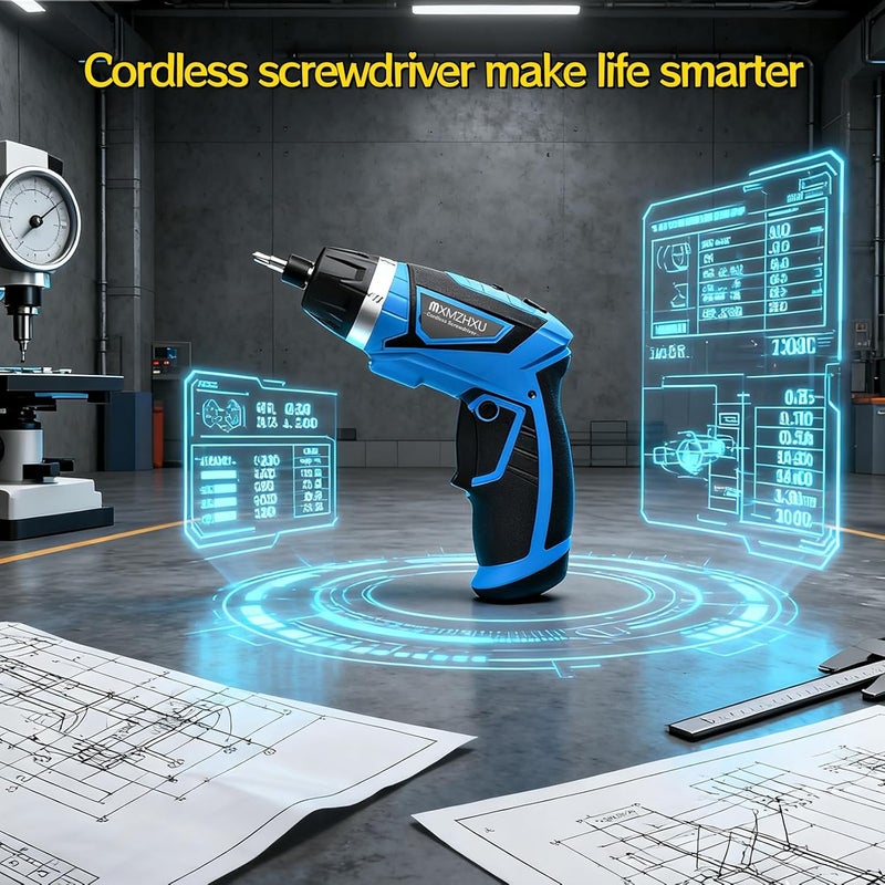 MXMZHXU 8V Cordless Screwdriver,6+1 Torque Max 10N·m Electric Power Screwdriver with 47 Accessories,180°Pivoting Handle, 2000mAh Rechargeable Screw Gun&Bit Set with LED Light, Flexible Shaft,for Home,Office - Image 2